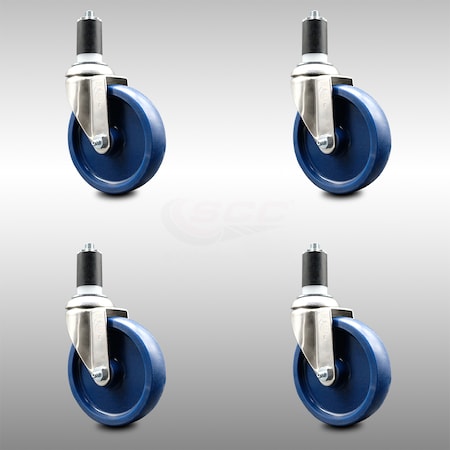 Service Caster 5 Inch 316SS Solid Polyurethane Swivel 1-5/8 Inch Expanding Stem Caster Set SCC SCC-SS316EX20S514-SPUS-158-4